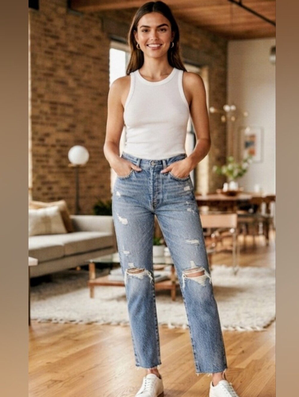 AGOLDE 90s Pinch Waist High Rise Distressed Straight Jeans Size 25 NWOT
